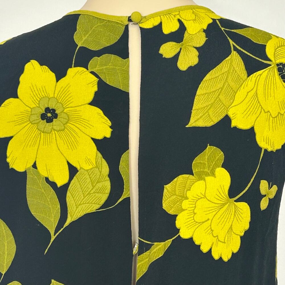 Eva Mendes NY&C Size 8 Floral Wide Leg Jumpsuit Black Yellow Pockets - Picture 4 of 14